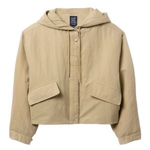 GAP Hooded Cropped Oversized Jacket M/L Khaki Nylon Parka NWT
